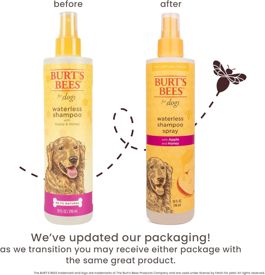 Waterless Shampoo Spray for Dogs, Apple & Honey, No-Rinse Dry Dog Shampoo for All Dogs and Puppies, Ph Balanced, No Sulfates, Parabens, Phthalates, 10 Fl Oz