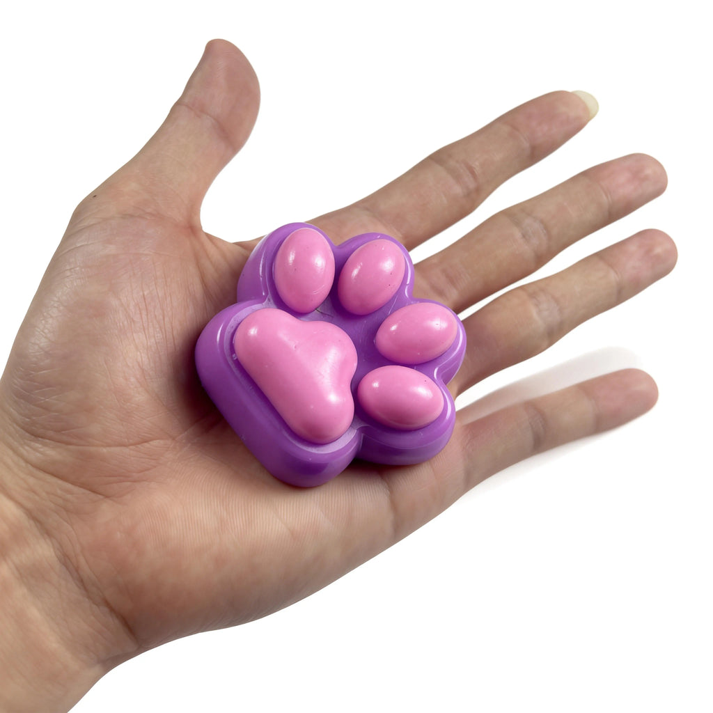 Cat Paw Stress Toys Set - 3-Pack Soft Squishy Fidget Toys in Gradient Blue Dreamy Purple & Clear Designs for On-The-Go Relaxation & Stress Relief - Sensory Bundle