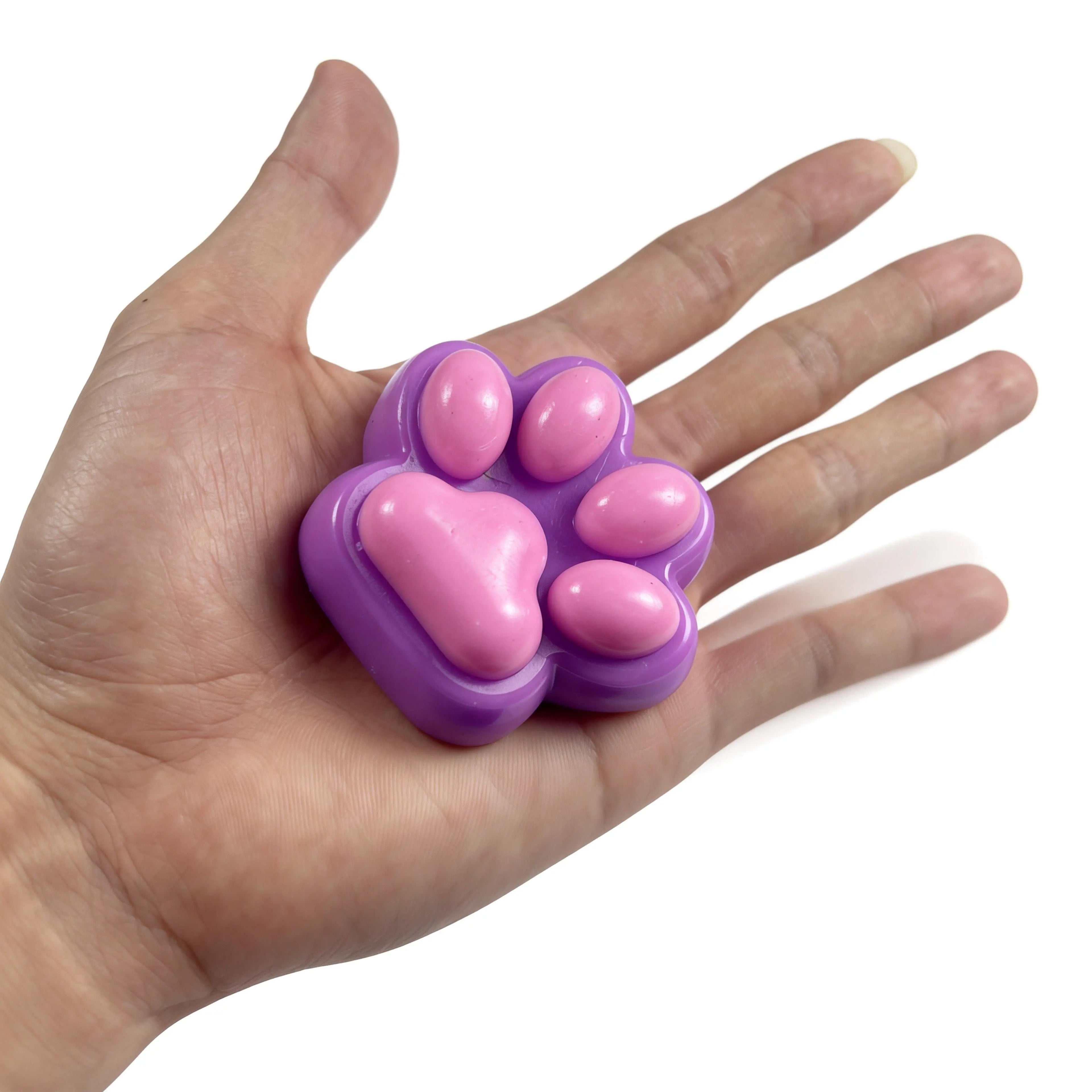 Cat Paw Stress Toys Set - 3-Pack Soft Squishy Fidget Toys in Gradient Blue Dreamy Purple & Clear Designs for On-The-Go Relaxation & Stress Relief - Sensory Bundle