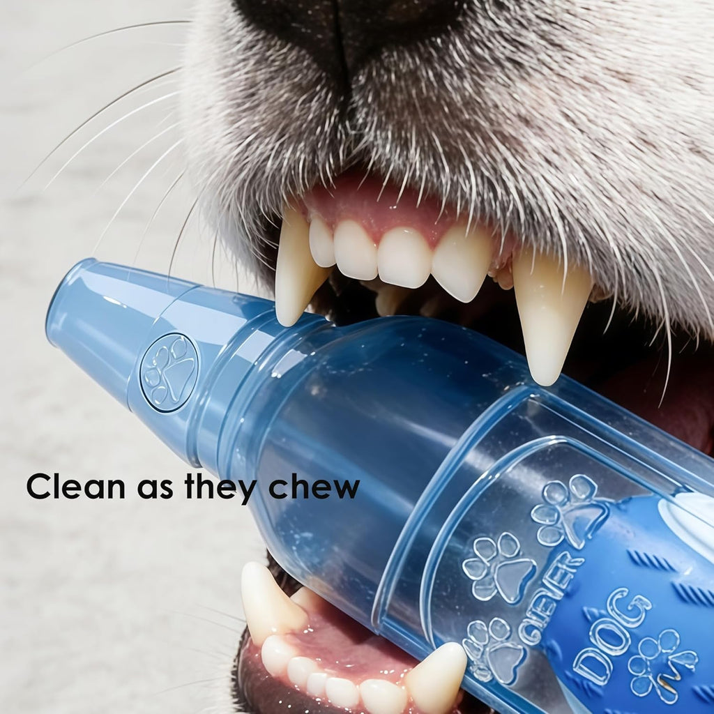 Squeaky Dog Ball Toy, Latex Chew & Fetch Toy, Wine Bottle Shape, Blue, Small